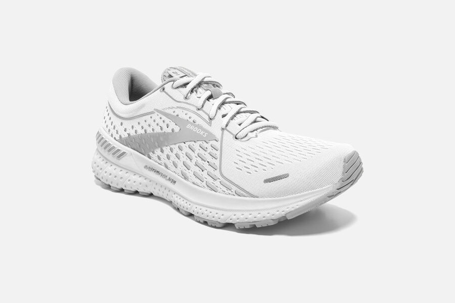 Brooks Adrenaline GTS 21 Road Running Shoes - Womens - White/Grey - AP9328461